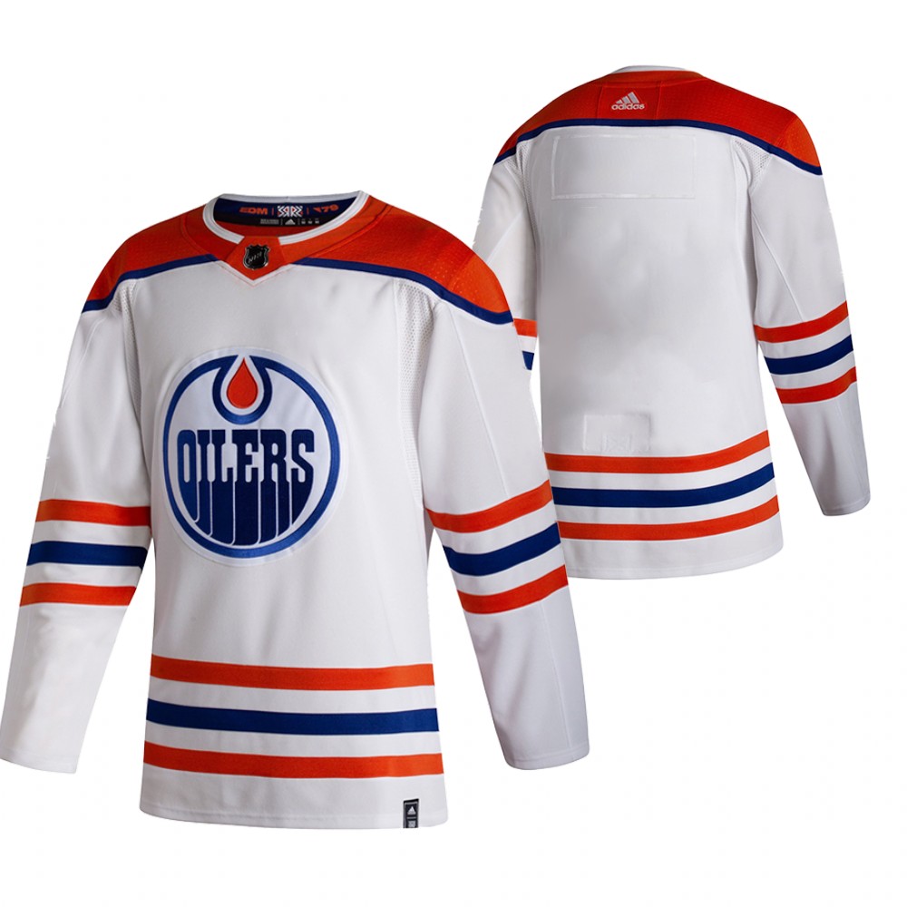 2021 Adidias Edmonton Oilers Blank White Men Reverse Retro Alternate NHL Jersey